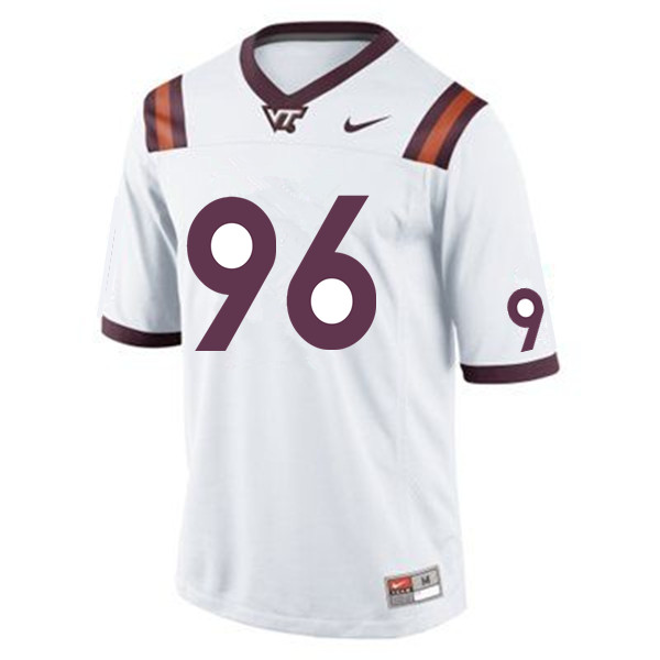 Men #96 Norell Pollard Virginia Tech Hokies College Football Jerseys Sale-White - Click Image to Close